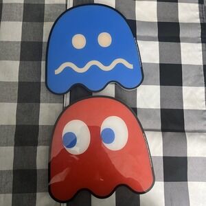 2 Pack Pac-Man Blue Scared Ghost Silhouette Light + PAC Man Red